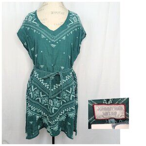 Johnny Was Green Tunic Large Embroidered Dress NWT